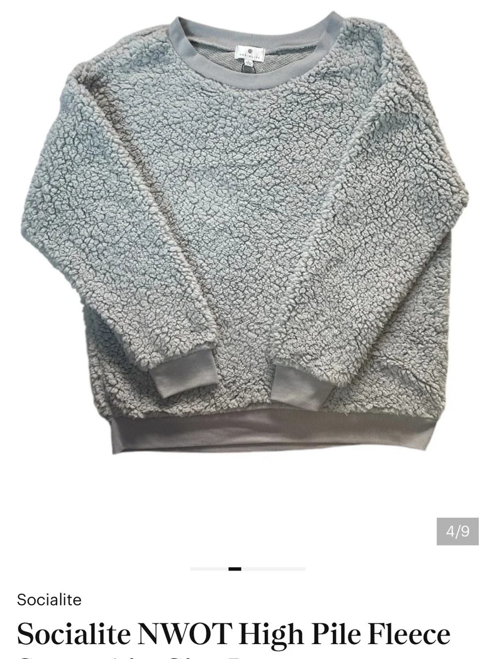 Socialite NWOT High Pile Fleece Sweatshirt Size Large